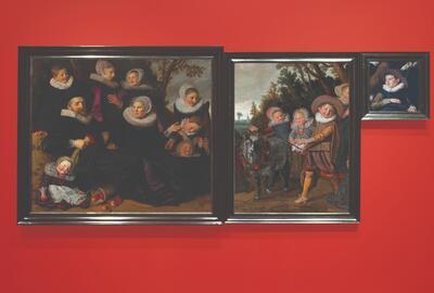 Holland, Reünie van drie fragmenten van Frans Hals, Portret van de familie Van Campen, ca. 1623-1625, olieverf op doek Links: Portret van de familie Van Campen in een landschap, 151 x 163,6 cm, TOLEDO MUSEUM OF ART Midden: Kinderen uit de familie Van Campen met een bokkenwagen, 152 x 107,5 cm, KONINKLIJKE MUSEA VOOR SCHONE KUNSTEN VAN BELGIË, BRUSSEL Rechts: Portret van een jongen uit de familie Van Campen, 54 x 47,4 cm, PRIVÉCOLLECTIE