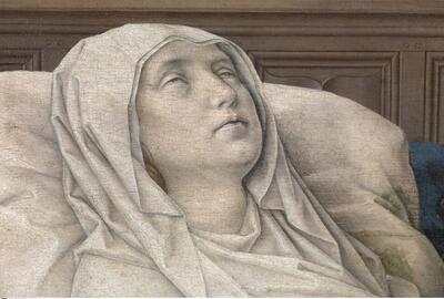 Hugo van der Goes, De Dood van Maria, ca. 1470 (detail)