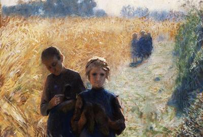 Emile Claus, Meisjes in het veld, 1892, pastel op papier,