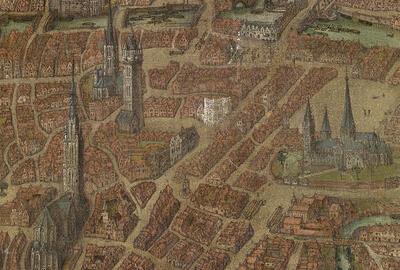 Anoniem, Panoramisch gezicht op Gent Cartografische collectie