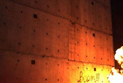 Lucy Raven, Still from Demolition of a Wall (Album 2), video installation with sound, 2022