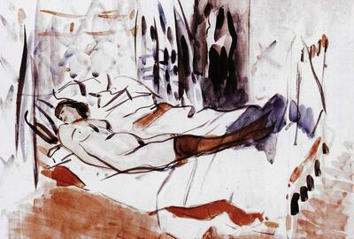 Rik Wouters, Rustende vrouw, 1912, aquarel,