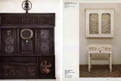  Remo Martini, De bibliotheek van een blinde, Marcel Broodthaers Table blanche et armoire blanche, 1965, Assemblage.