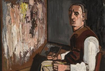 Brusselmans, Zelfportret met schildersezel,, 1935