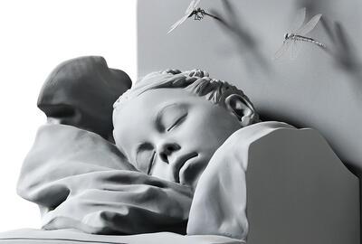  Hans Op de Beeck, Girl, asleep, 2021. Hout, polyester, metaal, polyamide, coating, 