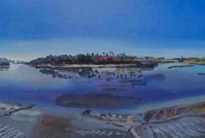 Koen Broucke, Scheldeslib in Sint-Amands, olie op doek, 50x70cm, 2023