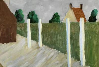 Collectie Roger Raveel Museum / Vlaamse Gemeenschap. Vier witte paaltjes in mijn tuin, Roger Raveel, 1948