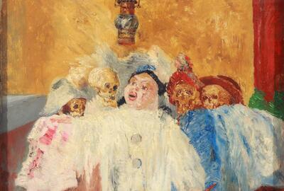 James Ensor, Pierrot en skeletten, 1905