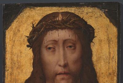 Christus met doornenkroon voor restauratie, Atelier van Dieric Bouts, ca. 1470, Collectie M Leuven
