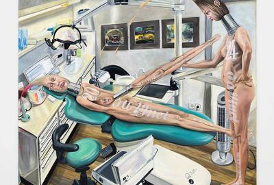 Jana Euler, The female brush painting the female brush with the femalebrush at the dentist‘s office, 2023