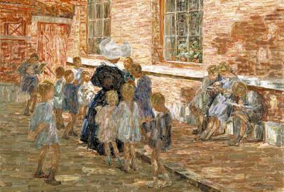 Jenny Montigny, Meisjesschool te Deurle, s.d., olieverf op doek, 80 x 120 cm, collectie mudel Deinze