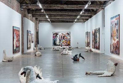 Pieter Jennes, An apple can't be tired, 2023, Be-Part, Platform voor actuele kunst, Kortrijk, Courtsey Nino Mier Gallery / Gallery Sofie Van de Velde, foto: Joselito Verschaeve