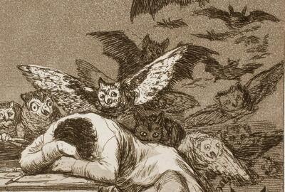 Francisco José de Goya y Lucientes, De slaap van de rede brengt monsters voort (No. 43), uit de reeks Los Caprichos