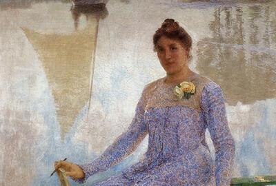 Emile Claus (Sint-Eloois-Vijve 1849 - Astene 1924), Portret van Mevrouw Anna de Weert, 1899, De Vlaamse impressionisten