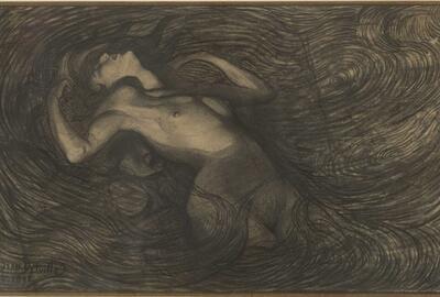 Jean Delville, De cyclus der passies, zwart krijt op papier, Koninklijnke Musea voor Schone Kunsten van België, Brussel, inv  7926