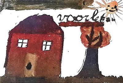 Kindertekening van Anneleen (7 jaar): 'mijn huis, mijn aangezicht' 