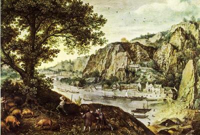 Lucas van Valckenborch, Gezicht op Hoei vanaf Ahin