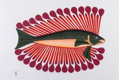 Kenojuak Ashevak decorative char 2004 gravure sur pierre pochoir
