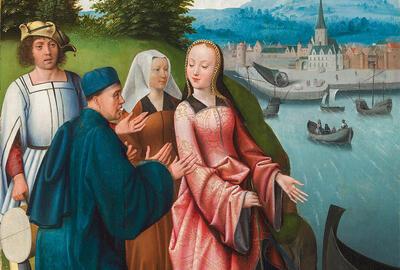 Goossen van der Weyden, Dimpna en haar gezellen staan op het punt in te schepen, ca 1505